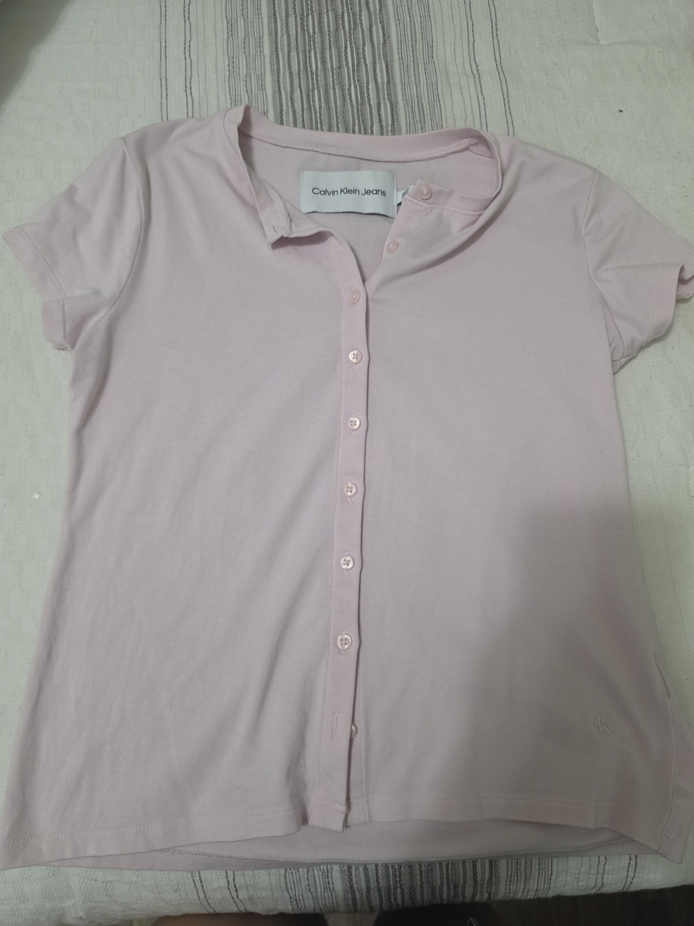 Calvin Klein Jeans Pale Pink Short-Sleeve Button-Down Shirt